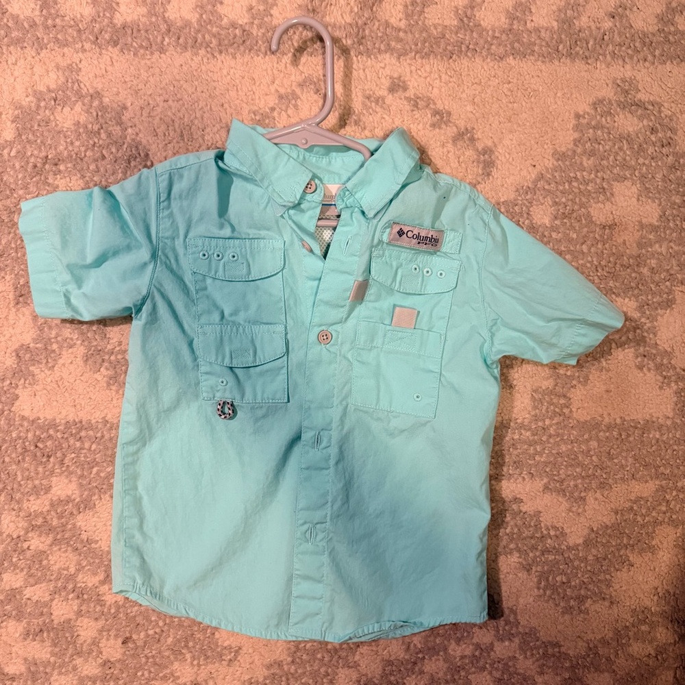Columbia PFG Kids Short Sleeve Button-Down Shirt Bundle - Bright Blue & Aqua - Picture 4 of 6